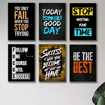 Set Of 6 Motivational Wooden Canvas Frames For Wall Decore (8x11)